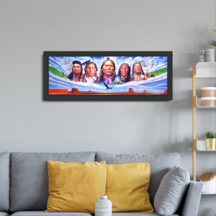 Native Americans Indian Chiefs Black Metal Framed Art