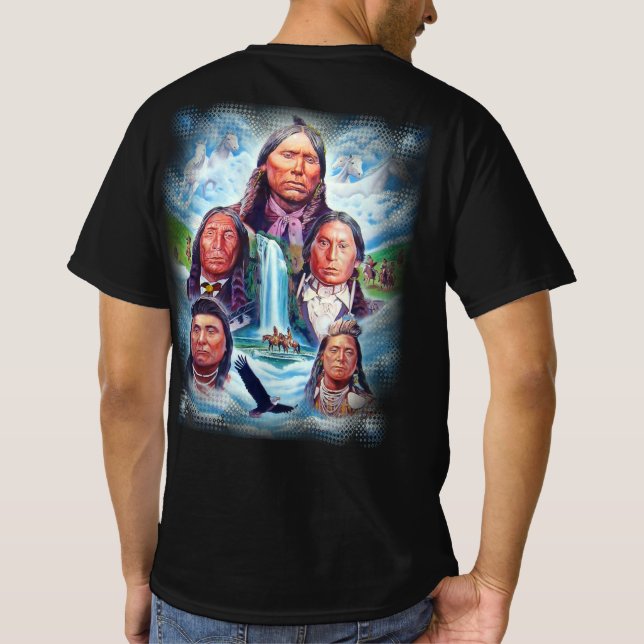 Native Americans Indian Chiefs Mens Back Print T-Shirt (Back)