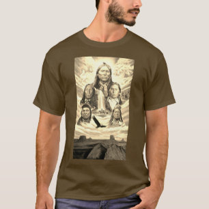 Native Americans Indian Chiefs Painting Mens Brown T-Shirt