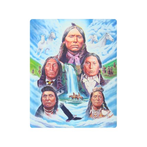 Native Americans Indian Chiefs Painting Vertical Metal Print