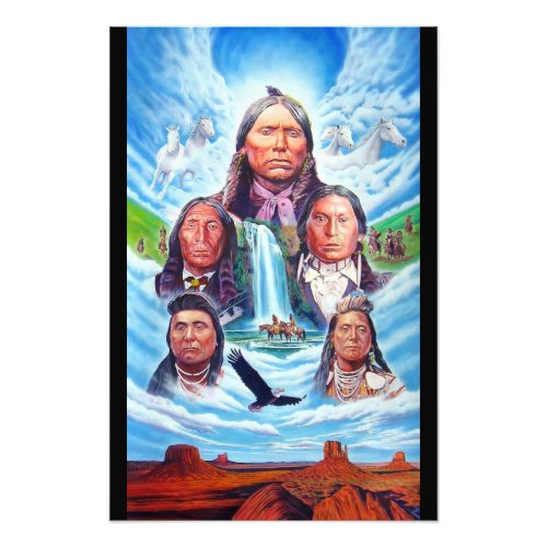 Native Americans Indian Chiefs Painting Vertical Photo Print