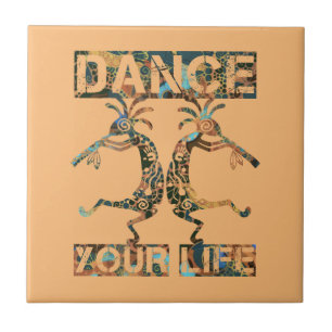 Native Americans Kokopelli - Dance Your Life 1 Ceramic Tile
