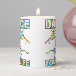 Native Americans Kokopelli - Dance Your Life 2 Pillar Candle