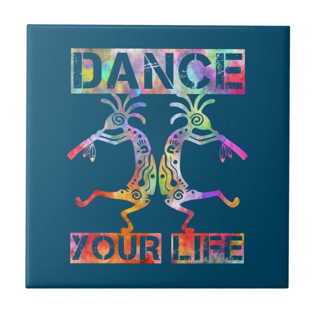 Native Americans Kokopelli - Dance Your Life 3 Ceramic Tile (Front)
