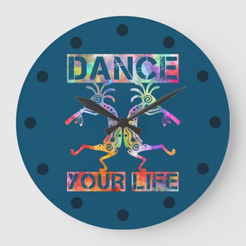 Native Americans Kokopelli _ Dance Your Life 3 Large Clock