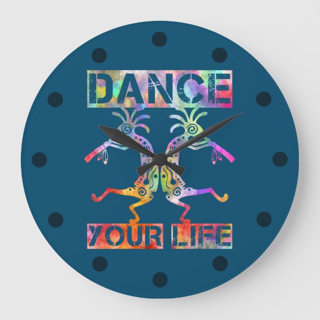 Native Americans Kokopelli - Dance Your Life 3 Large Clock (Front)