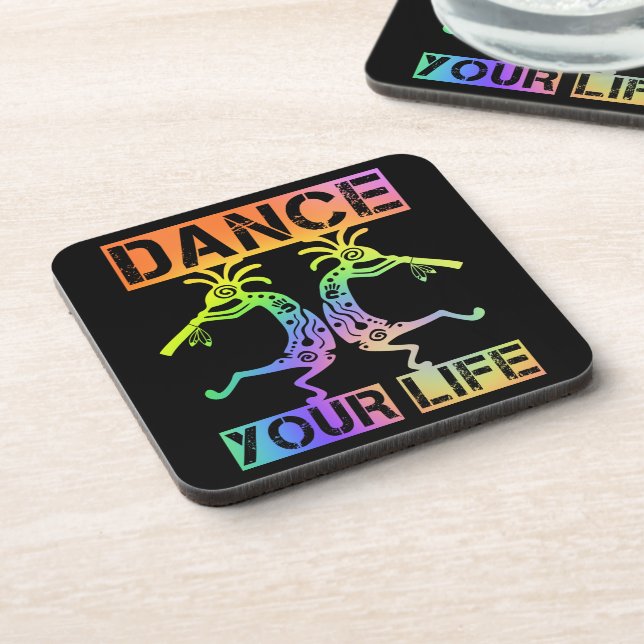 Native Americans Kokopelli - Dance Your Life 4 Beverage Coaster (Left Side)