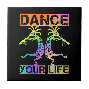 Native Americans Kokopelli - Dance Your Life 4 Ceramic Tile