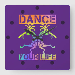 Native Americans Kokopelli - Dance Your Life 4 Square Wall Clock