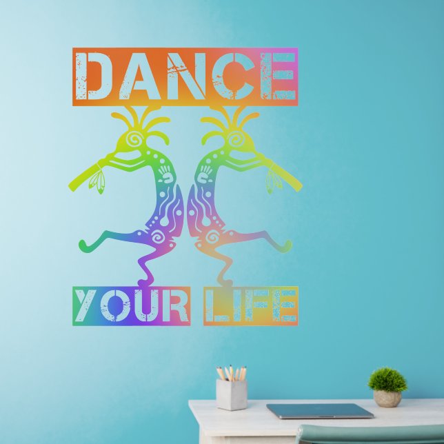 Native Americans Kokopelli - Dance Your Life 4 Wall Decal (Home Office)