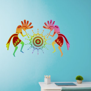 Native Americans Kokopelli Duo - Sun Dancing 4 Wall Decal