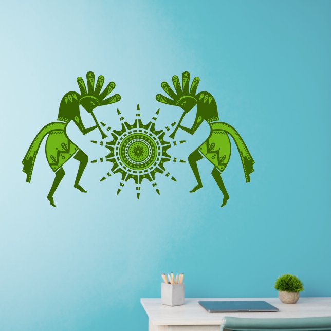 Native Americans Kokopelli Duo - Sun Dancing 7 Wall Decal (Home Office)