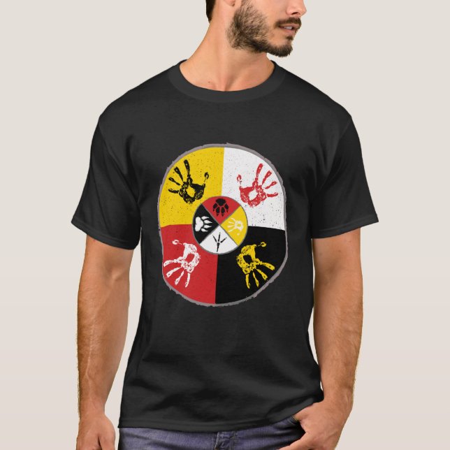 Native Americans Medicine Wheel MMIW Hand T-Shirt (Front)