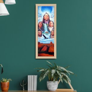 Native Americans Painting Elegant Bronze Metal Framed Art