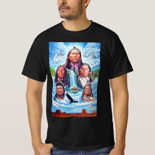 Native Americans Painting Mens Clothing Black T_Shirt