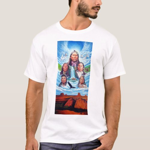 Native Americans Painting Template Mens White T_Shirt