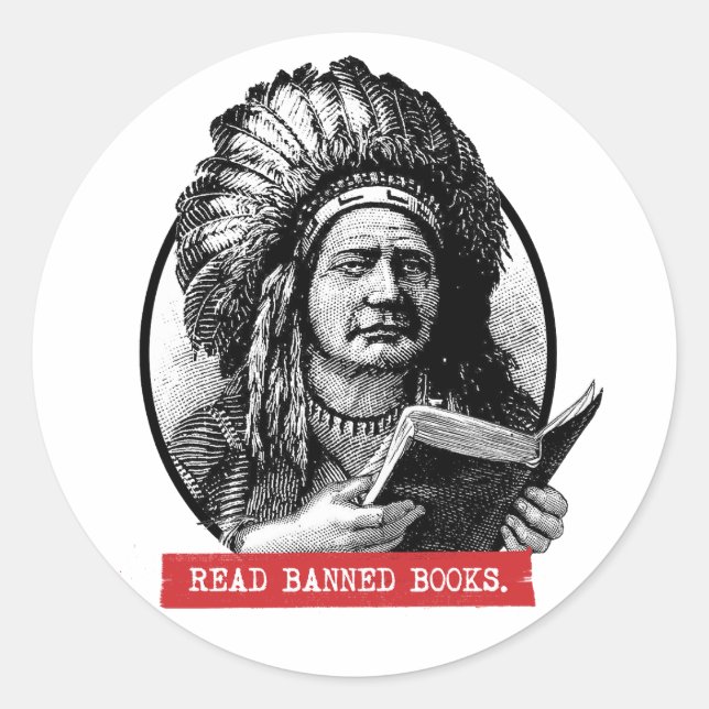 Native Americans Read Banned Books Classic Round Sticker (Front)