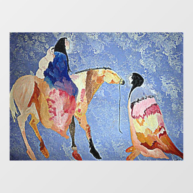 NATIVE AMERICANS WITH HORSE AND BLANKETS 2 WINDOW CLING (Sheet)