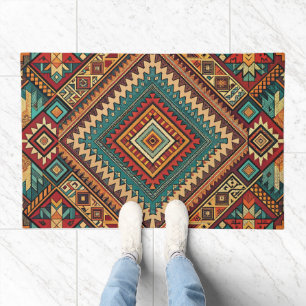 Native Ancient Cultural Abstract Geometric Pattern Doormat
