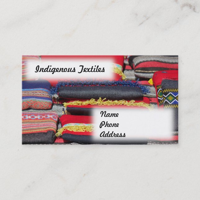 Native and Indigenous Textiles Business Card (Front)