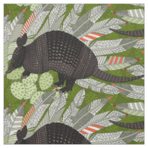 native armadillos green fabric