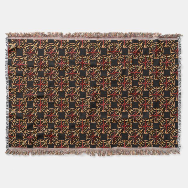 Native Art Blanket Spiritual Tribal Throw Blankets (Front)