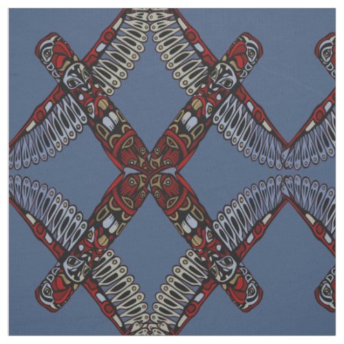 Native Art Fabric Eagle Totem Pole Tribal Fabric