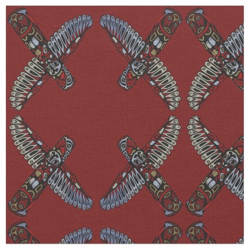 Native Art Fabric Eagle Totem Pole Tribal Fabric