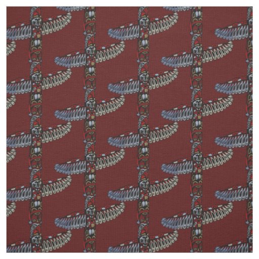 Native Art Fabric Eagle Totem Pole Tribal Fabric