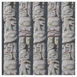 Native Art Fabric Eagle Totem Pole Tribal Fabric