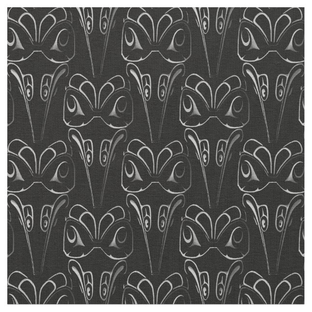Native Art Fabric Eagle Totem Pole Tribal Fabric (Close Up)