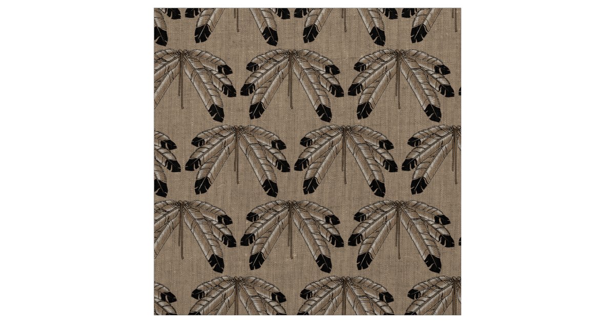 Native Art Fabric Tribal Eagle Feather Art Fabric | Zazzle