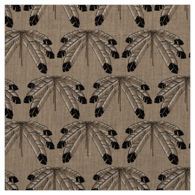 Native Art Fabric Tribal Eagle Feather Art Fabric (Swatch)