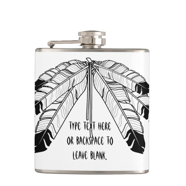 Native Art Flask Custom Eagle Feather Tribal Flask (Front)