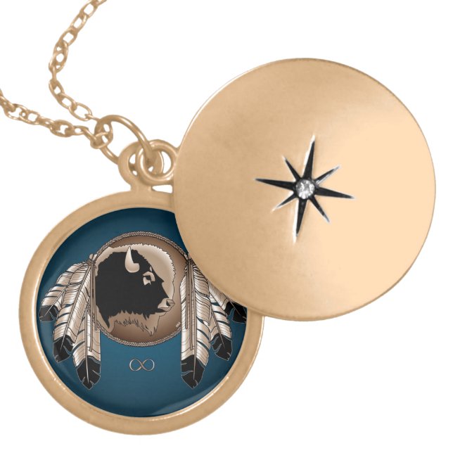 Native Art Necklace Spirit Buffalo Metis Jewelry (Front)