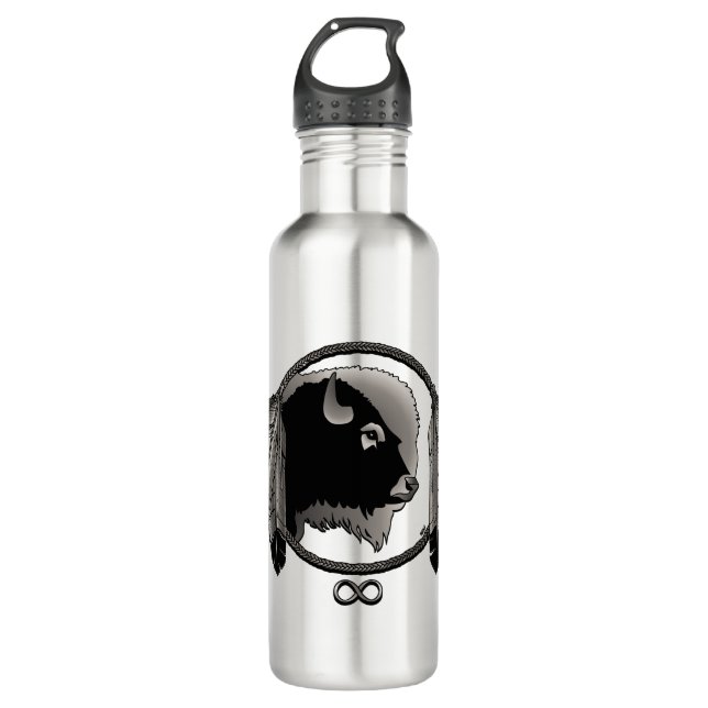 Native Art Spirit Animal Metis Water Bottle (Front)