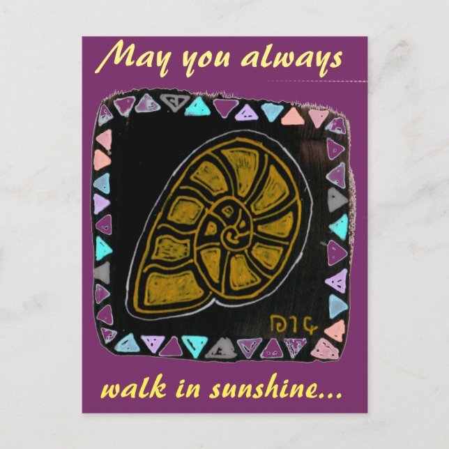 Native-art style golden snail postcard (Front)