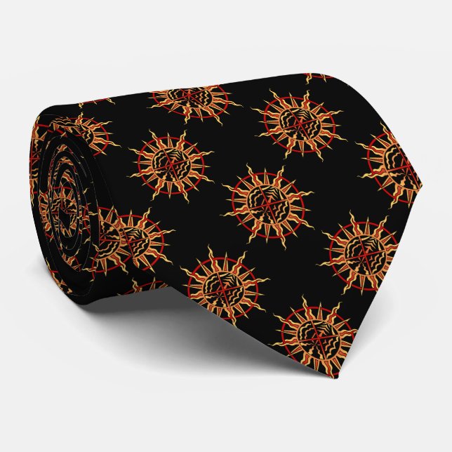 Native Art Ties Tribal Sun Spiritual Art Neckties (Rolled)