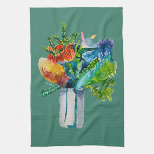 Native Australian Flowers watercolour Kitchen Towel
