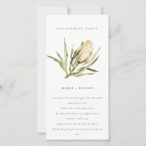 Native Banksia Watercolor Floral Engagement Invite