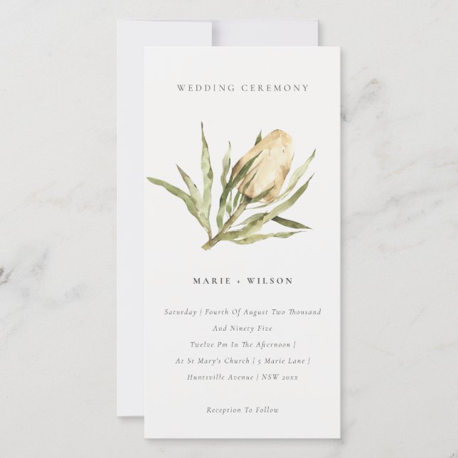 Native Banksia Watercolor Floral Wedding Invite (Front)