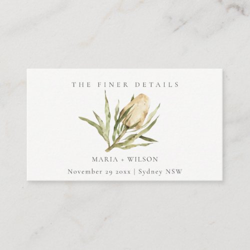 Native Banksia Watercolor Floral Wedding Website Business Card