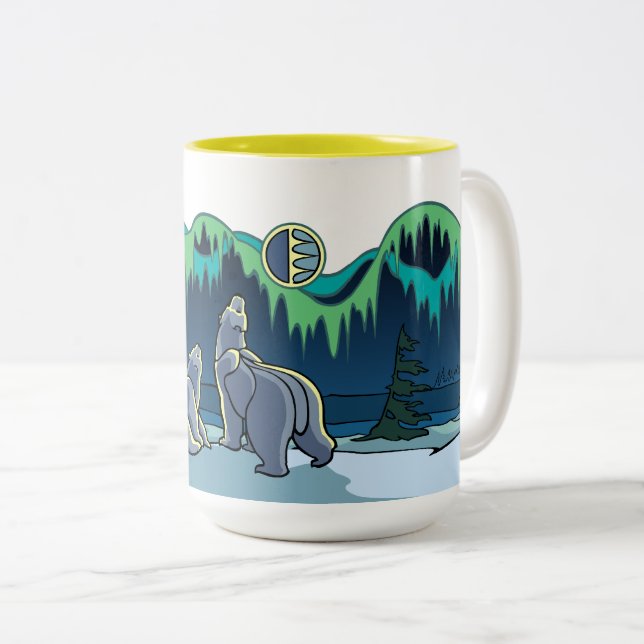 Native Bear Art Cups Mugs Polar Bear Cup & Glasses (Front Right)