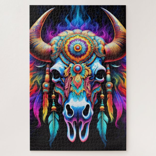 Native Bison Skull Jigsaw Puzzle (Vertical)