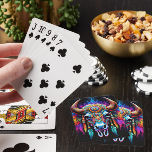 Native Bison Skull Poker Cards