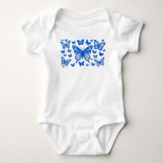 Native Butterfly Dance in Blue Baby Bodysuit (Front)