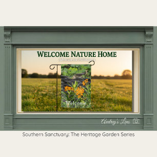 Native Butterfly Weed & Hummingbird Floral Garden Flag