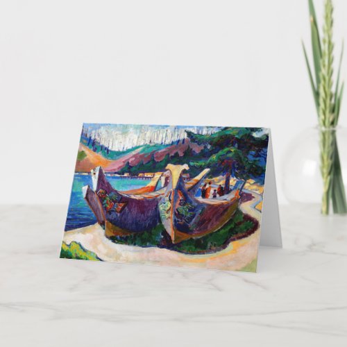 Native Canadian Emily Carr Painting War Canoes Card