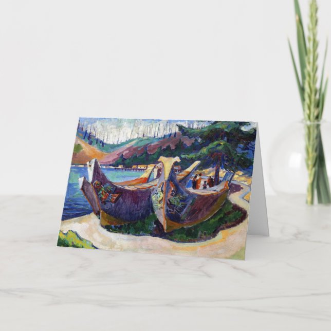 Native Canadian Emily Carr Painting War Canoes Card (Front)