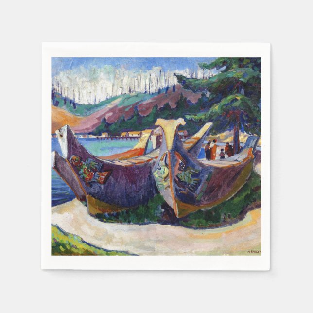 Native Canadian Emily Carr Painting War Canoes Napkins (Front)